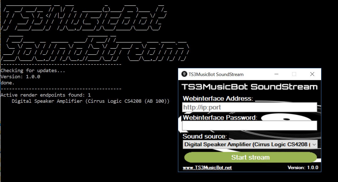 TS3MusicBot SoundStream for Windows.